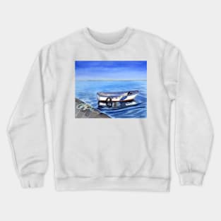 Italian Fishing Boat Watercolor Art Crewneck Sweatshirt